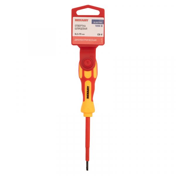 Отвертка шлицевая SL3х75 мм "Электрика" Rexant 12-4711